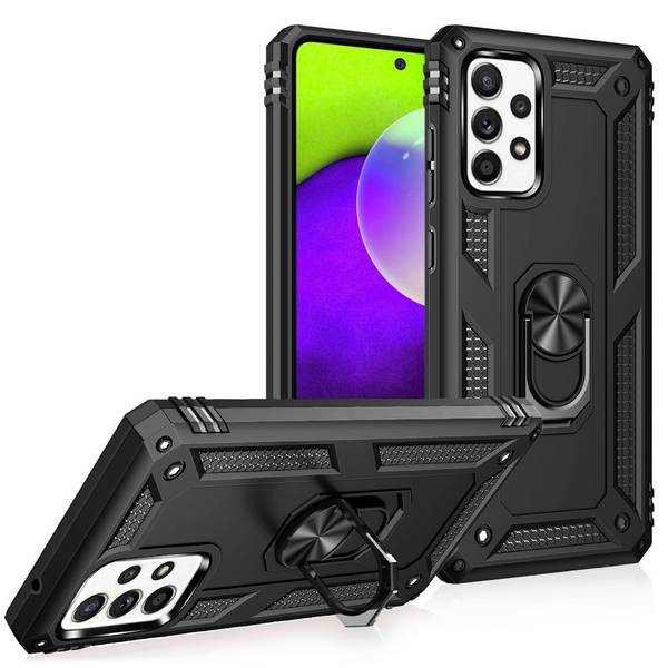NALIA Ring Handyhülle für Samsung Galaxy A52 5G / A52 / A52s 5G, Kickstand Case Schwarz
