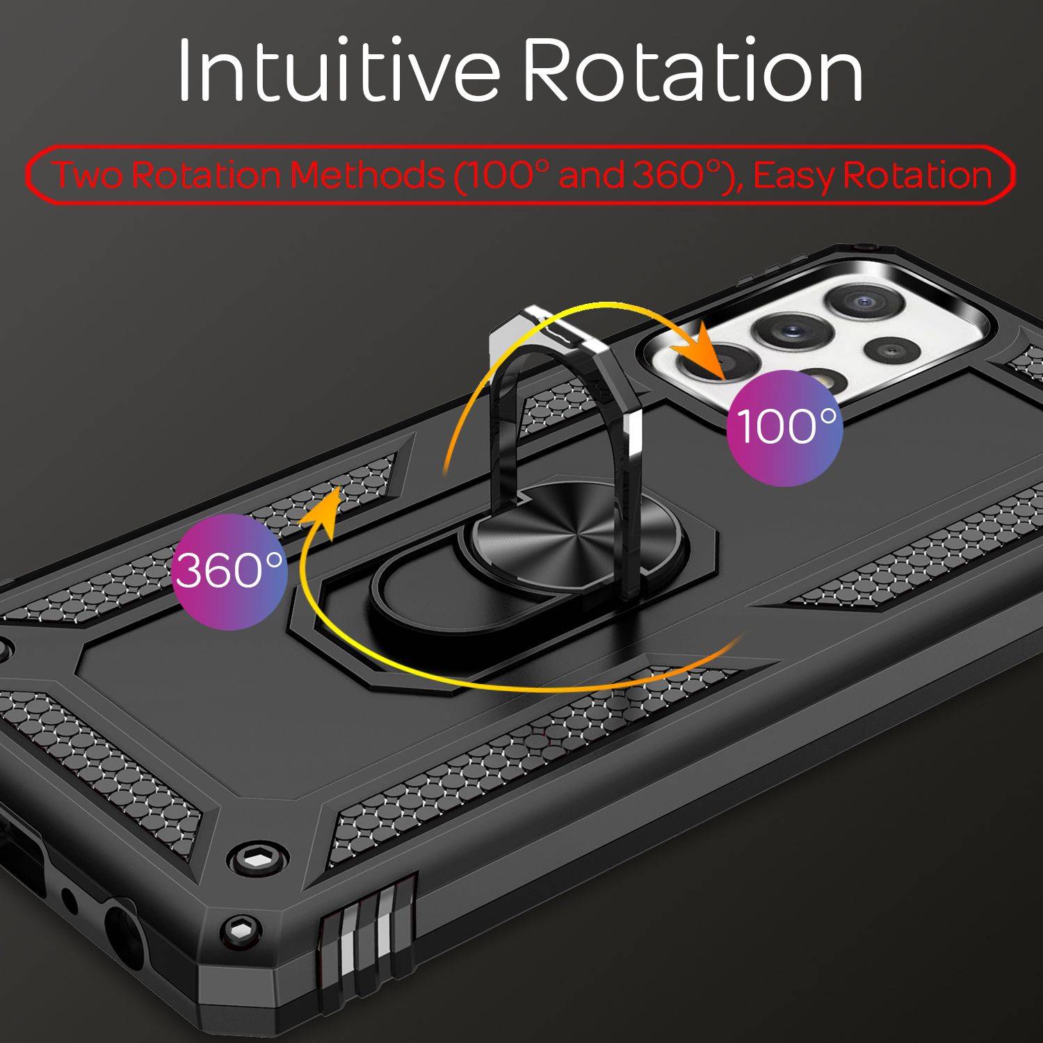 NALIA Ring Handyhülle für Samsung Galaxy A52 5G / A52 / A52s 5G, Kickstand Case Schwarz-1