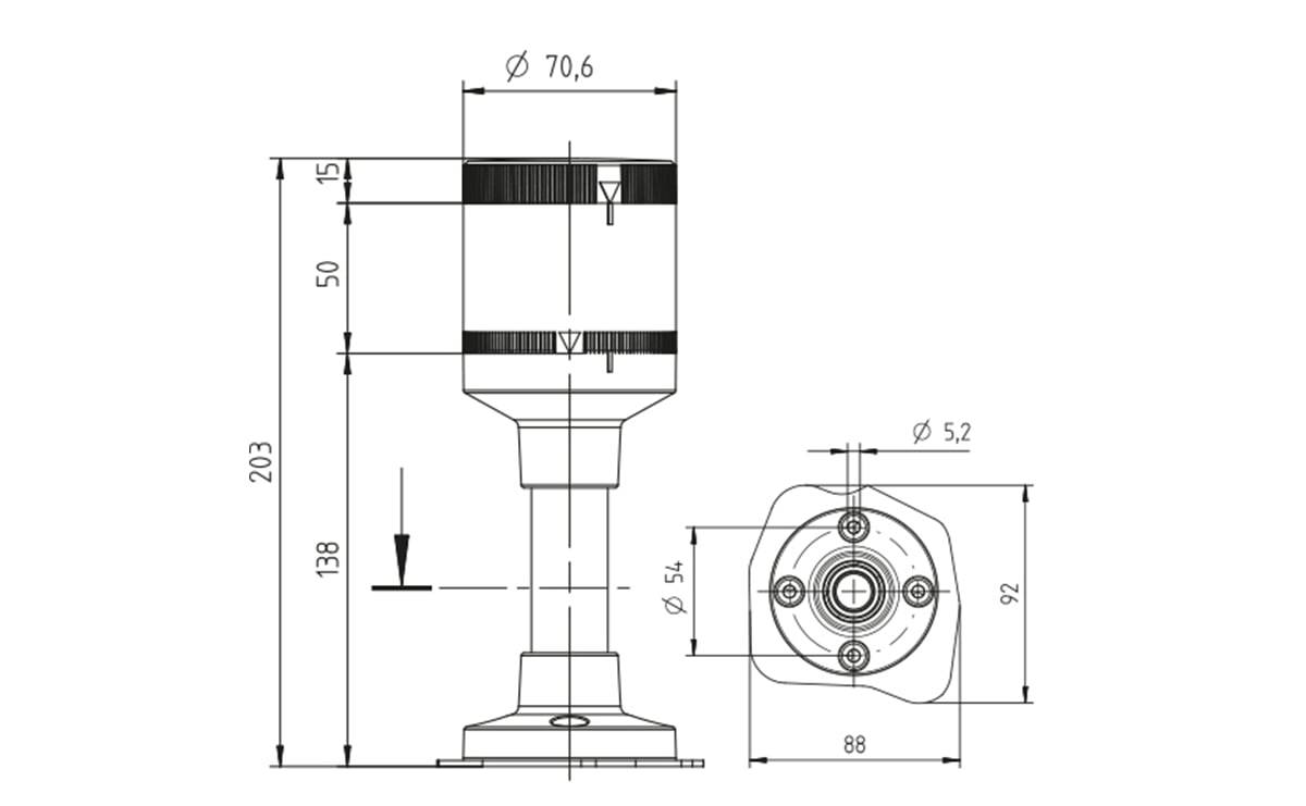 LED Signalsäule 24VDC RGB Komplettgerät - AB907 - autosen-1
