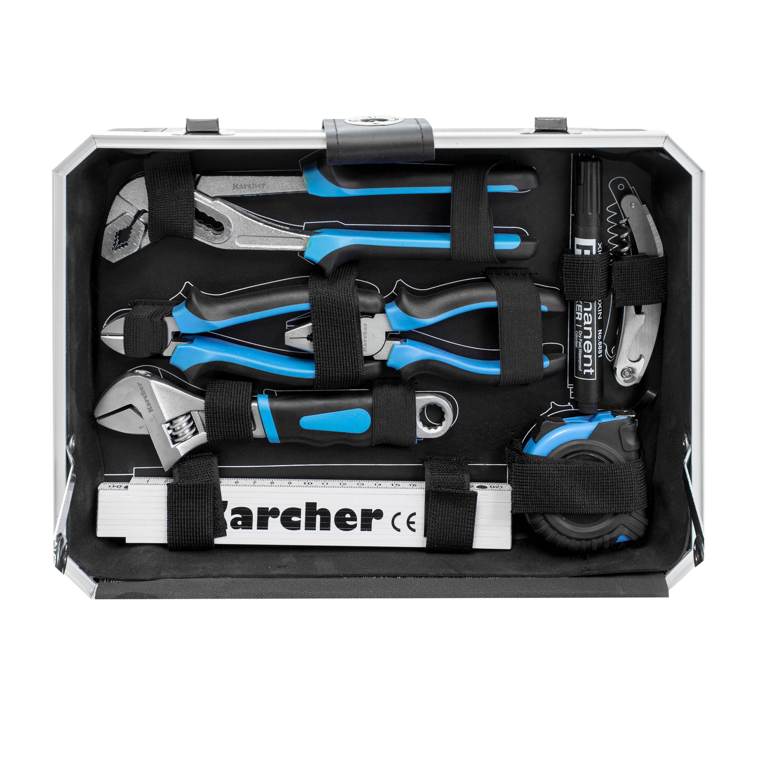 Karcher Werkzeugkoffer 114-teilig mit Hammer, Schraubendreher, Steckschlüssel, Bitsatz uvm.-4