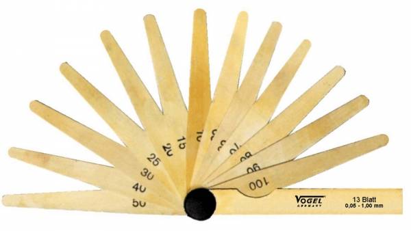 Fühlerlehren-Satz, messing, 0.05 - 1.00 mm, 20 Blatt