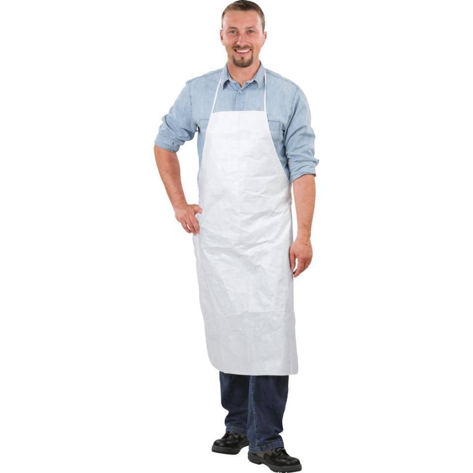 Tyvek® Schürze, Kat.I, antistatisch, mit Brustschutz, weiß, Tyvek®, 108cm, 50/VE-0