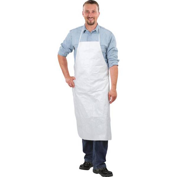 Tyvek® Schürze, Kat.I, antistatisch, mit Brustschutz, weiß, Tyvek®, 108cm, 50/VE
