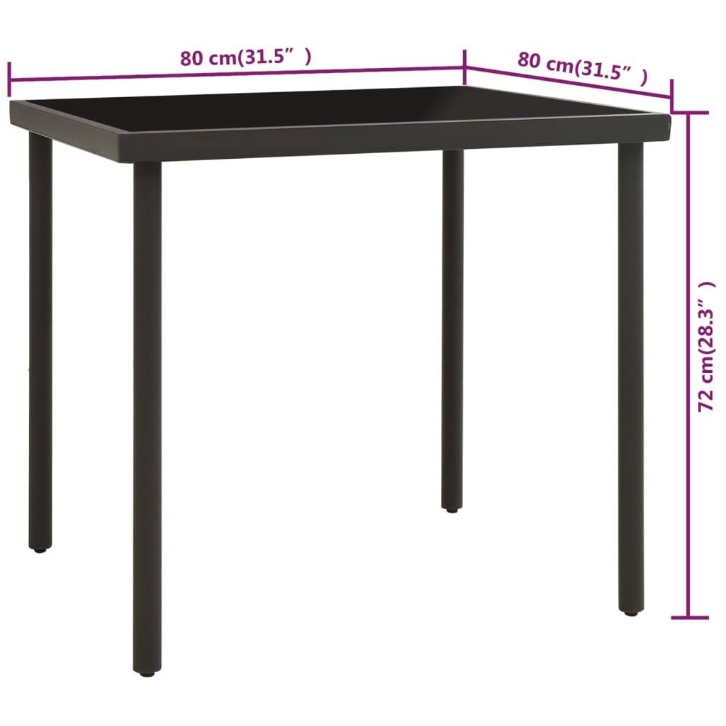 Garten-Esstisch Anthrazit 80x80x72 cm Glas und Stahl-3