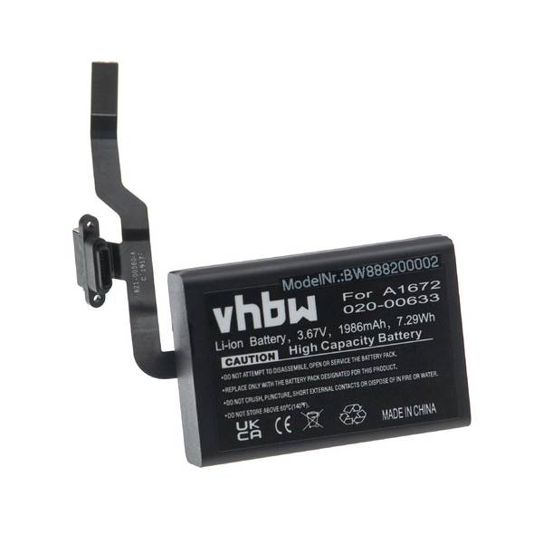 vhbw Akku kompatibel mit Apple Magic Mouse 2 | A1657, A1672 kabellose Maus (1986mAh, 3.67V, Li-Ion)