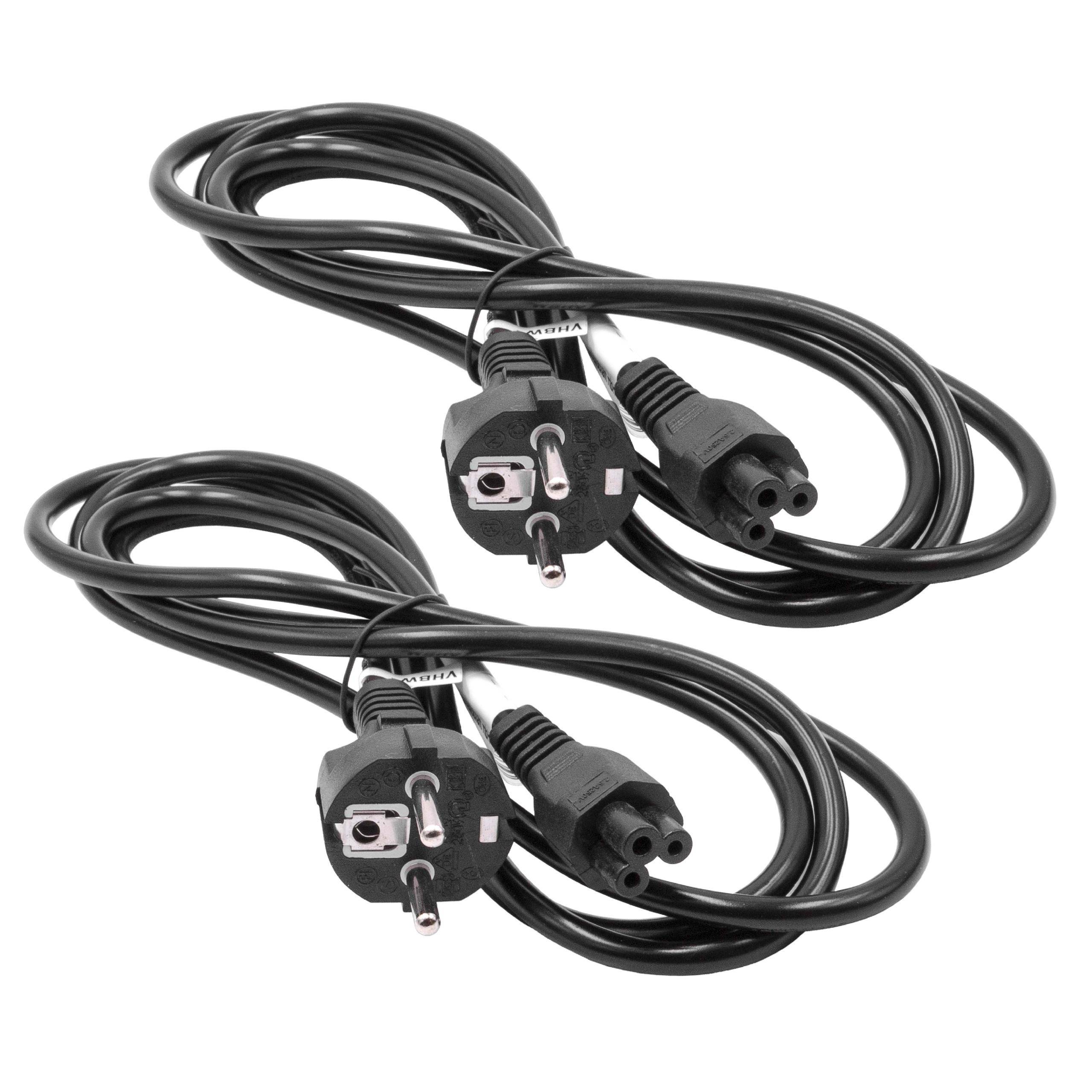 vhbw 2x Netzkabel Schutzkontaktstecker für Kaltgeräte | C5 Micky Mouse Kleeblatt Buchse, 2 m-0