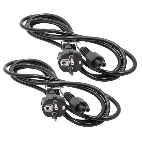 vhbw 2x Netzkabel Schutzkontaktstecker für Kaltgeräte | C5 Micky Mouse Kleeblatt Buchse, 2 m