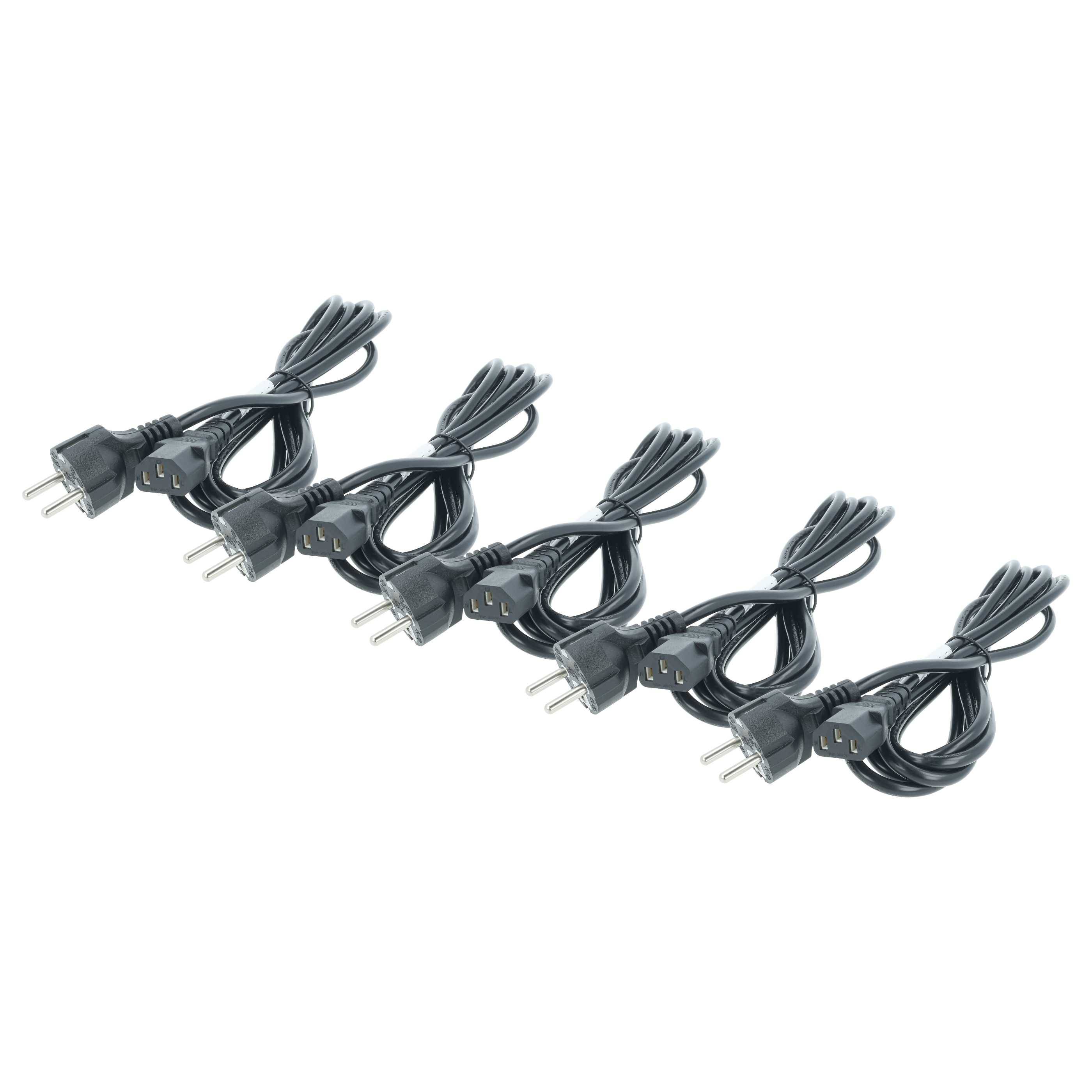 vhbw 5x Netzkabel für Kaltgeräte Schutzkontaktstecker C13 Buchse 3m | für PC Monitor Computer Drucker usw.-0