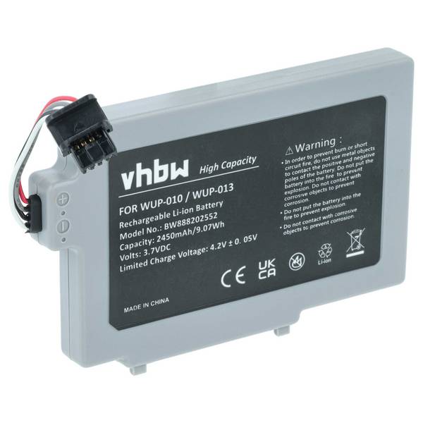 vhbw Akku kompatibel mit Nintendo WUP-010 Gamepad Controller | (2450 mAh, 3,7 V, Li-Ion)