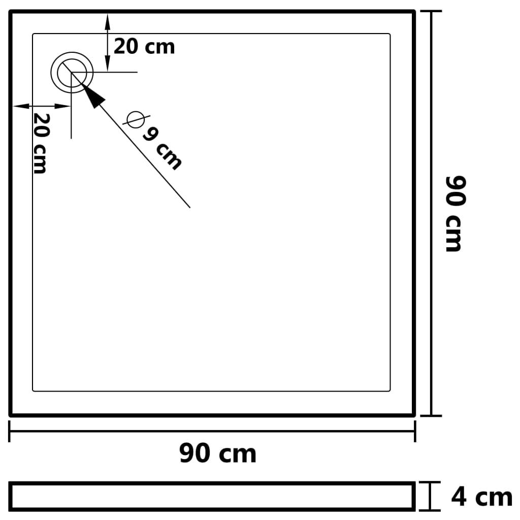 vidaXL Duschwanne Anti-Rutsch Weiß 90x90x4 cm ABS-4