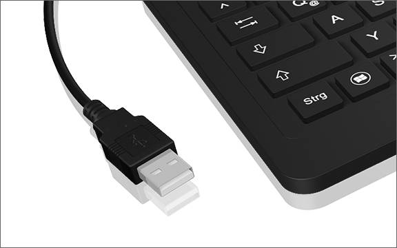 KSK-6231 INEL (UK) Hygienetastatur, Industrietastatur, Beleuchtung, Touchpad, Schwarz, 2 Maustasten, USB, Wasserdicht IP-1