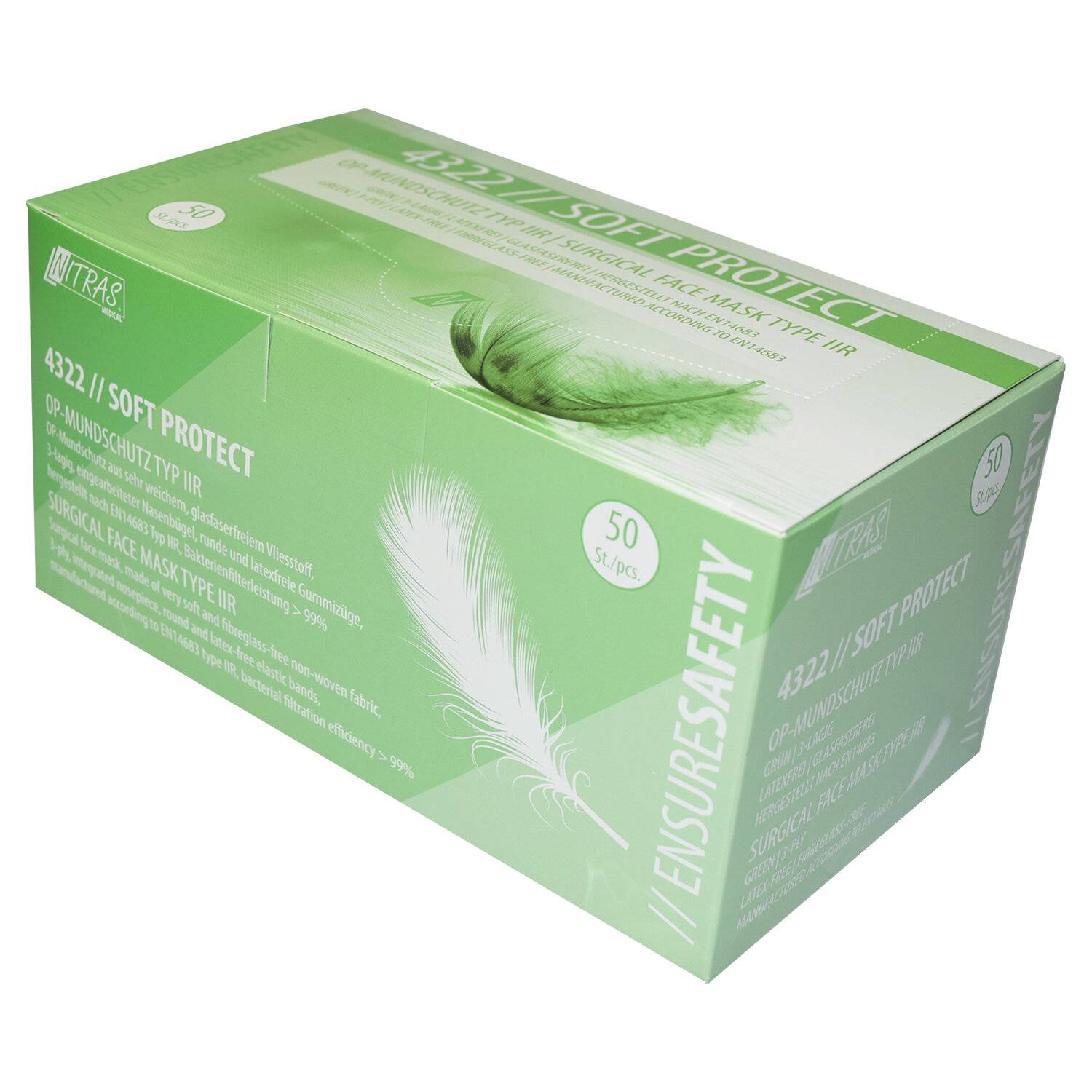 NITRAS SOFT PROTECT, medizinische Gesichtsmaske, grün, EN 14683, Box à 50 Stück-0