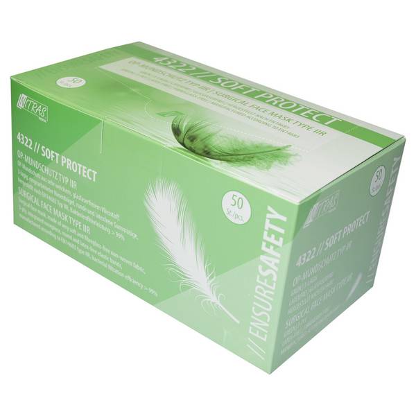 NITRAS SOFT PROTECT, medizinische Gesichtsmaske, grün, EN 14683, Box à 50 Stück