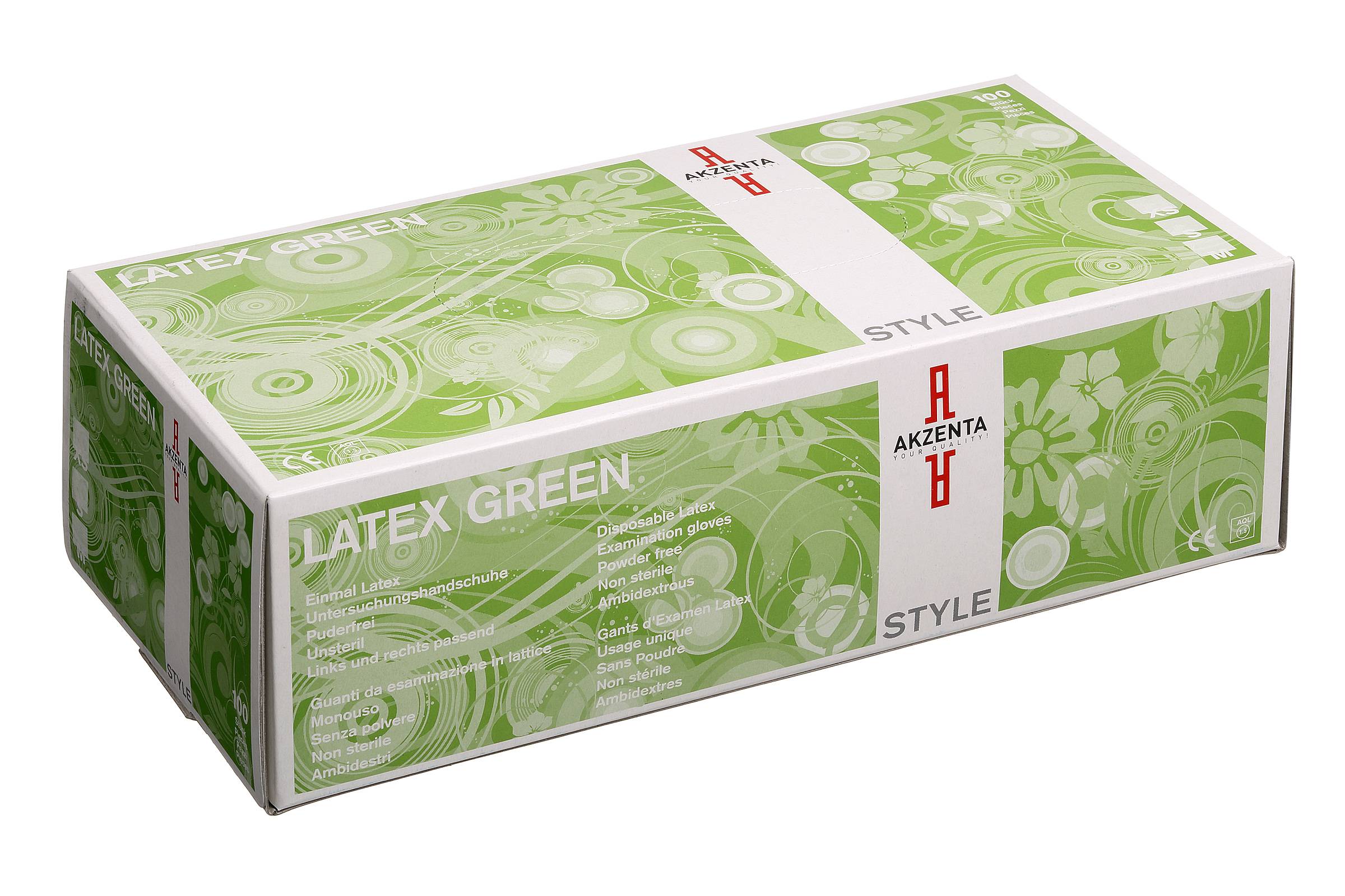 Akzenta Latex Style Green | Latex Einweghandschuhe | Größe L | Farbe Grün | 100 St.-1