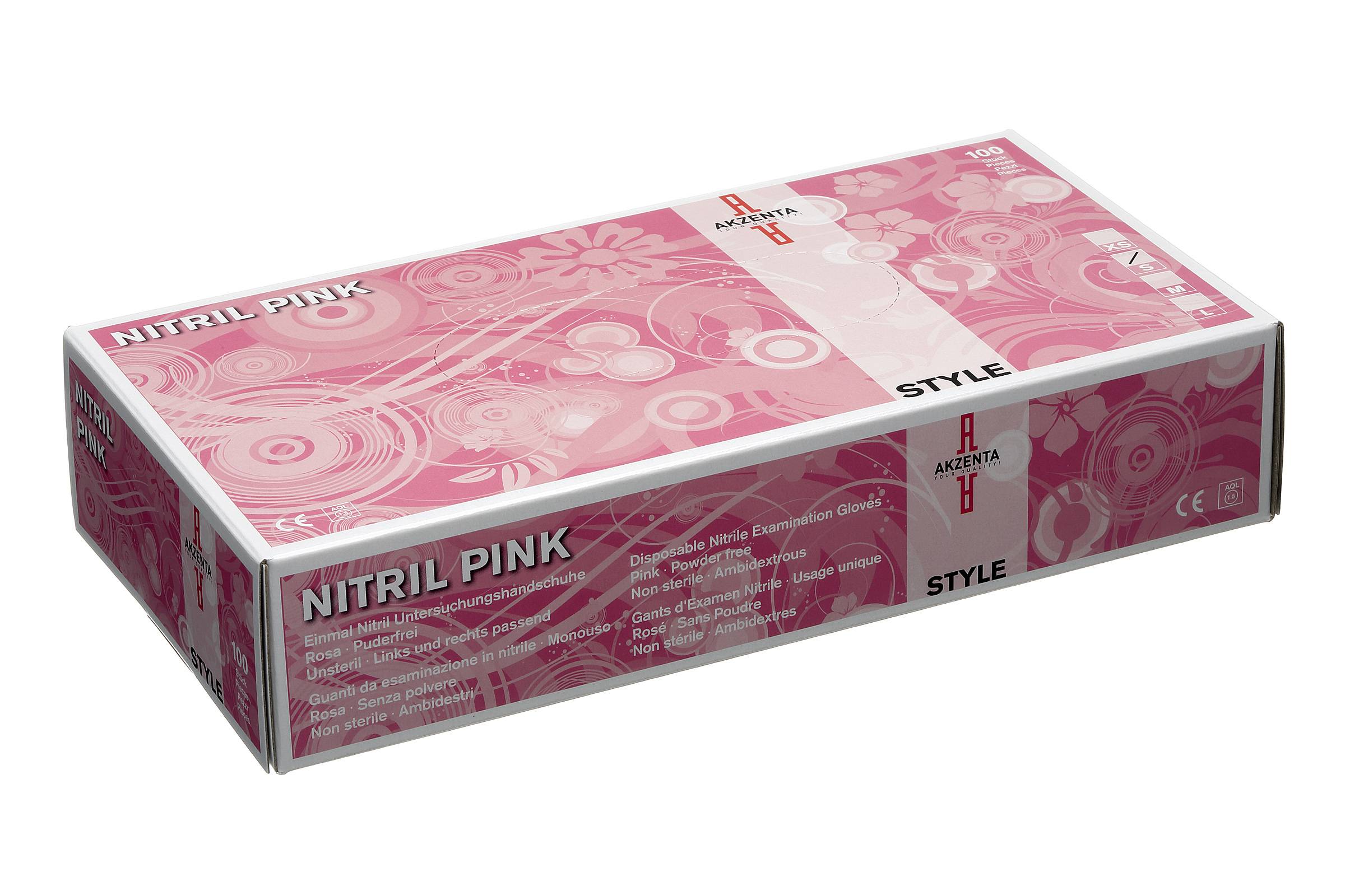 Akzenta Nitril Style Pink | Nitril Einweghandschuhe | Größe XS | Farbe Pink | 100 St.-1