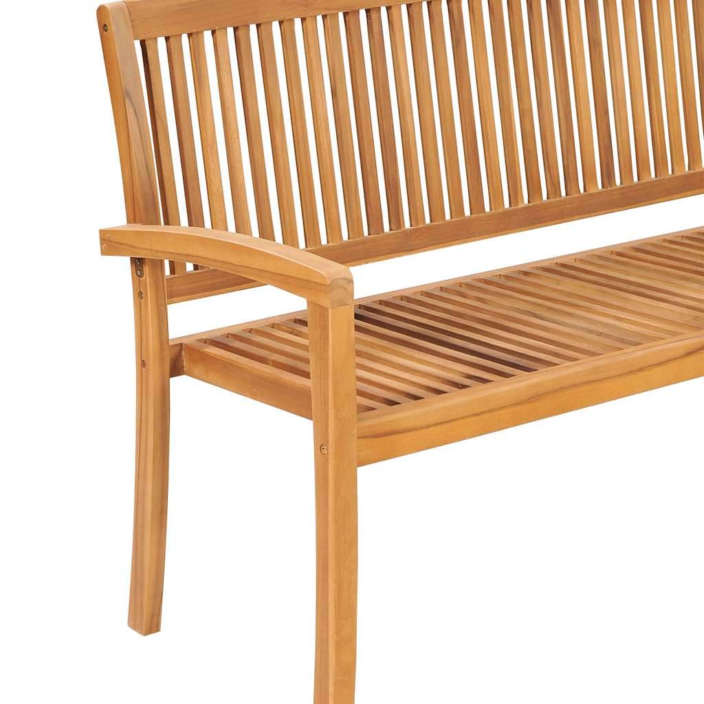 vidaXL Stapelbare Gartenbank mit Auflage 159 cm Massivholz Teak-1