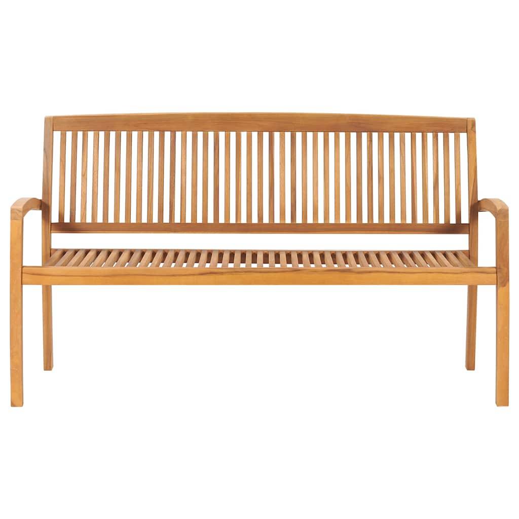 vidaXL Stapelbare Gartenbank mit Auflage 159 cm Massivholz Teak-3