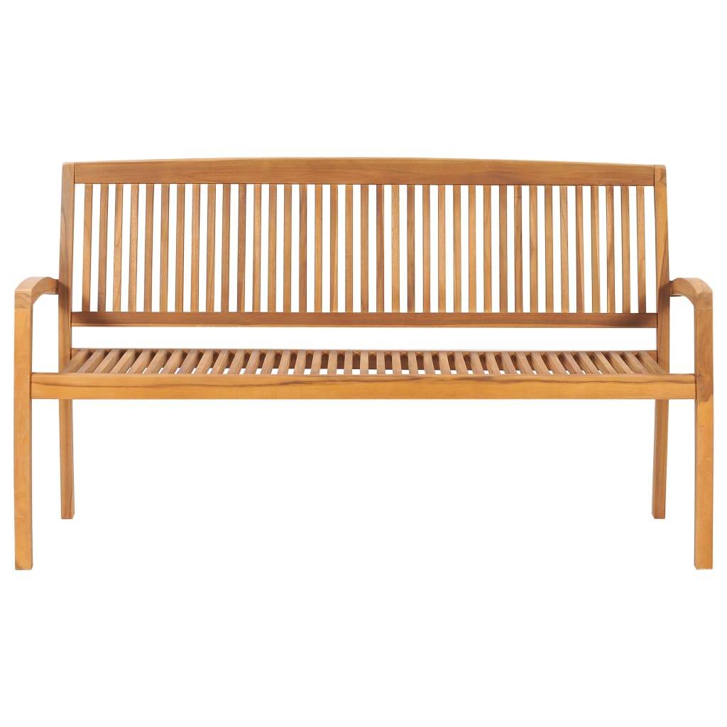 vidaXL Stapelbare Gartenbank mit Auflage 159 cm Massivholz Teak-2