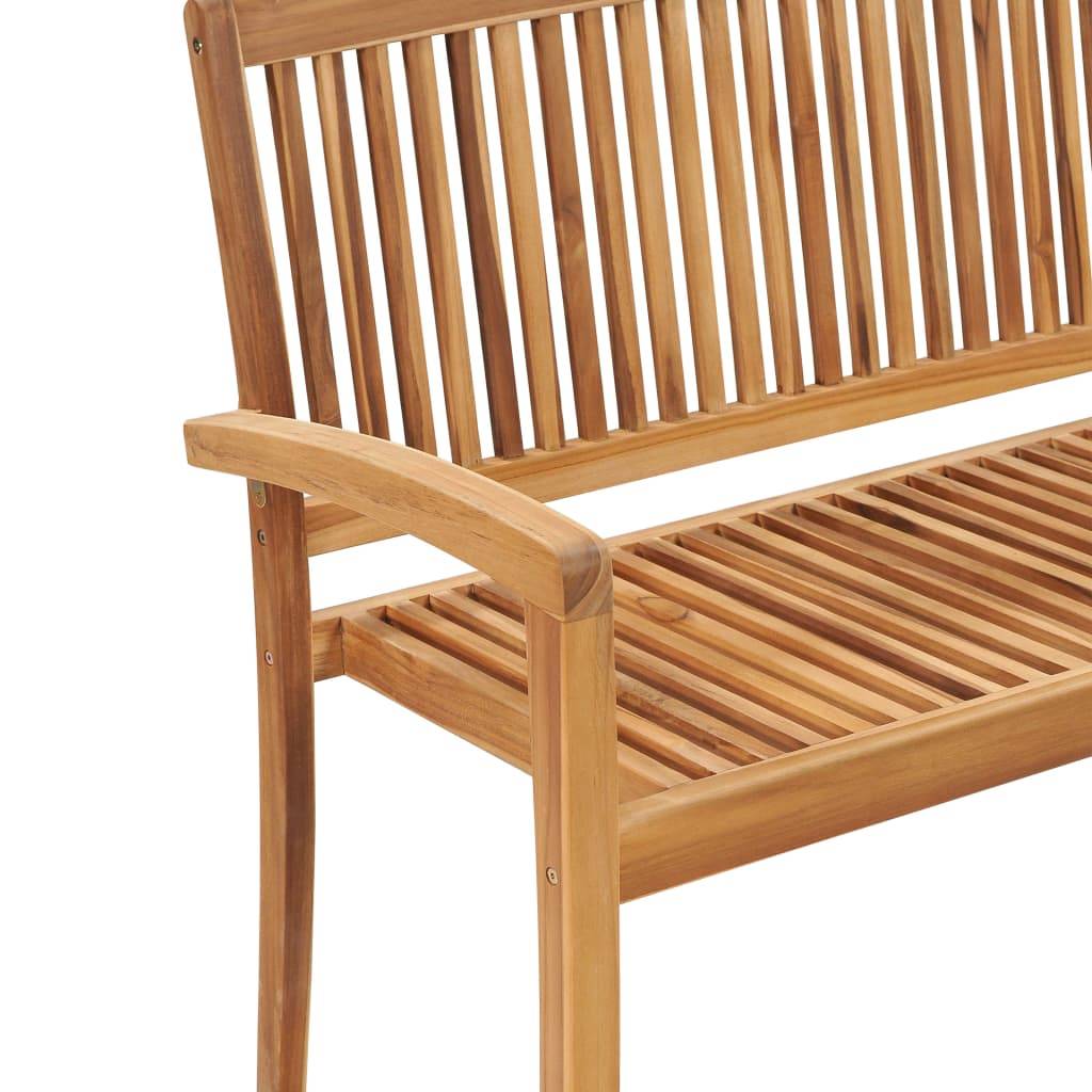 vidaXL Stapelbare Gartenbank mit Auflage 128,5 cm Massivholz Teak-4
