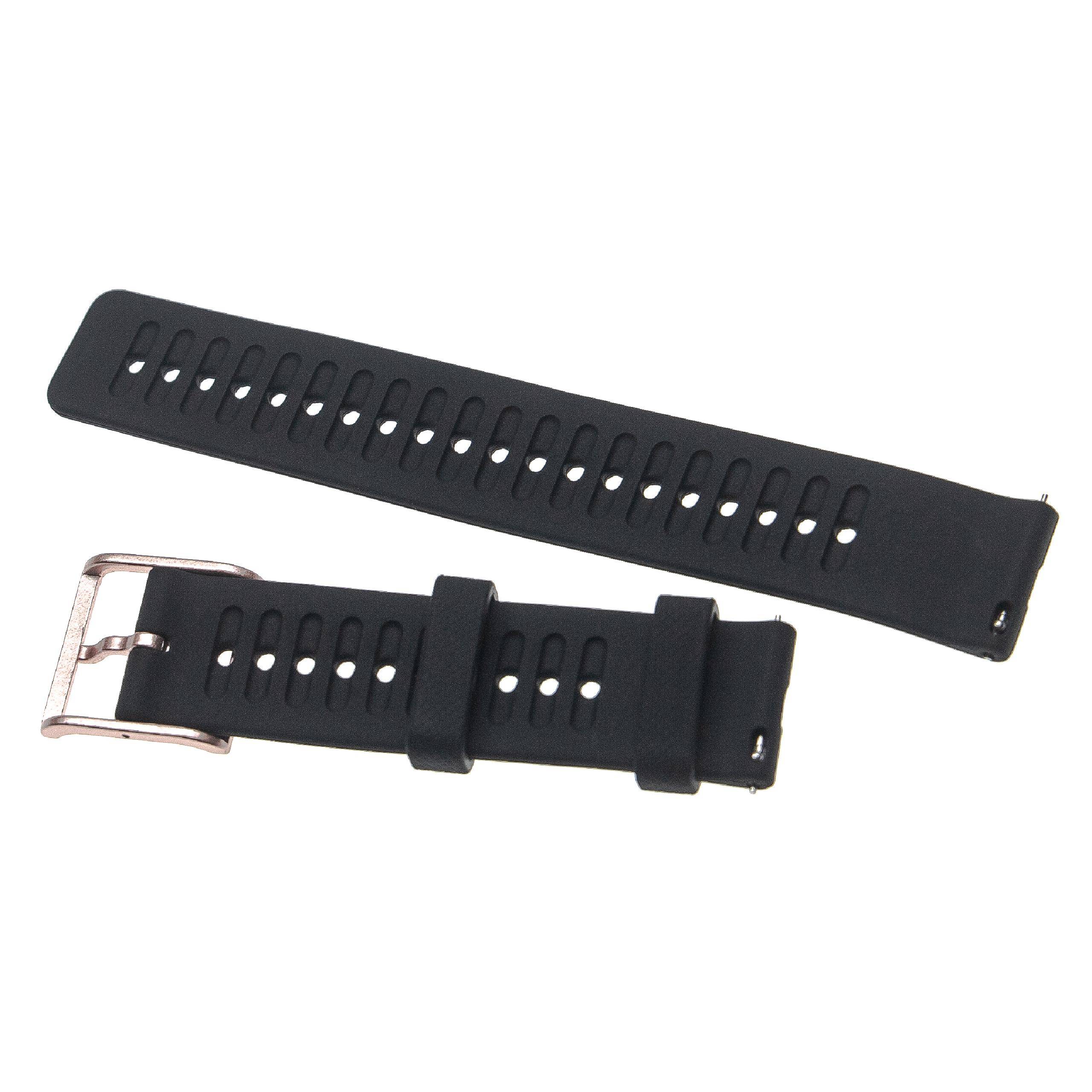 vhbw Ersatz Armband kompatibel mit Polar Unite Fitnessuhr | Smartwatch - 12,8 + 9,1 cm Silikon schwarz / rosa-metallic-1