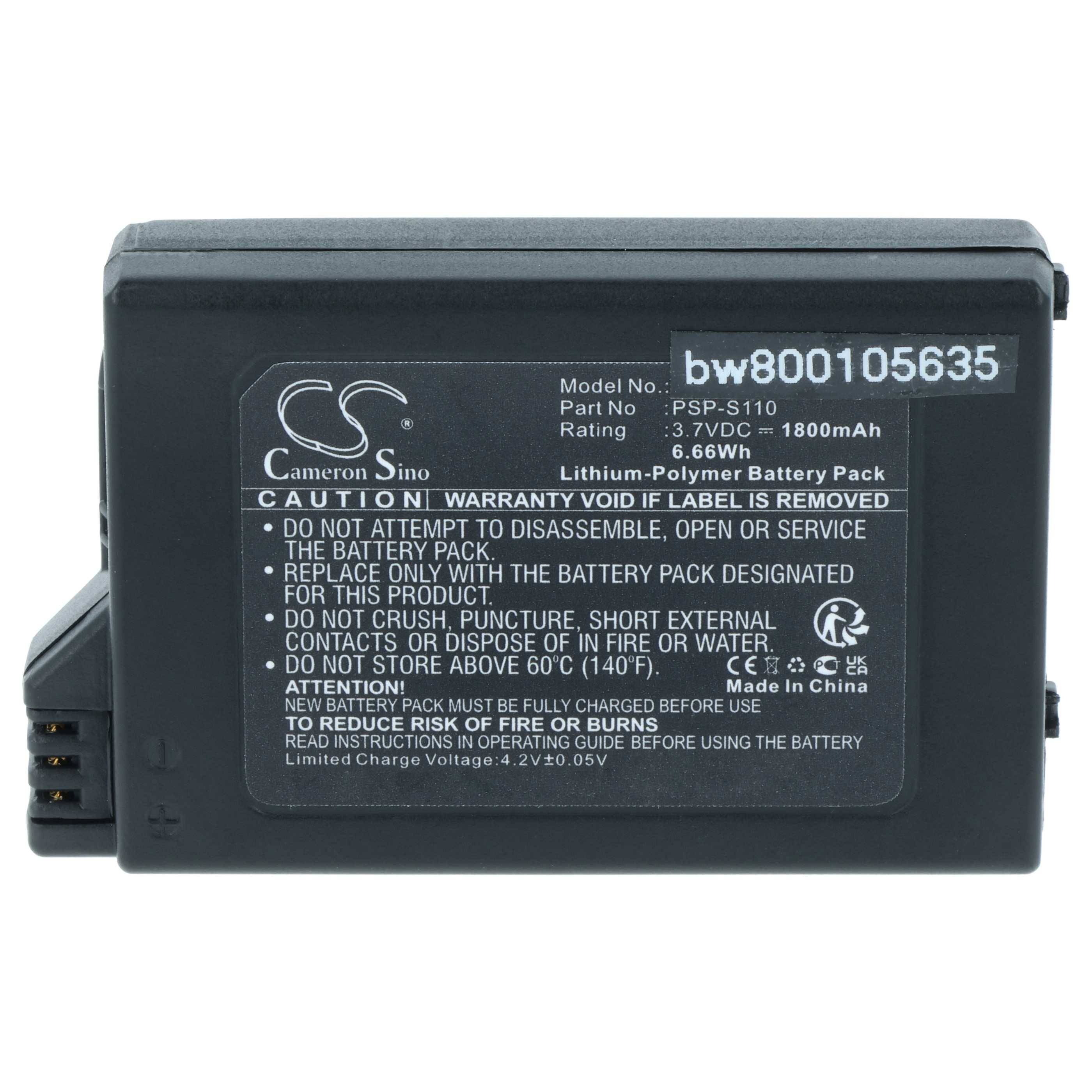 vhbw Akku kompatibel mit Sony Playstation Portable Slim & Lite PSP-2000 | PSP-2001, 2. Gener Spielekonsole (1800 mAh, 3-1