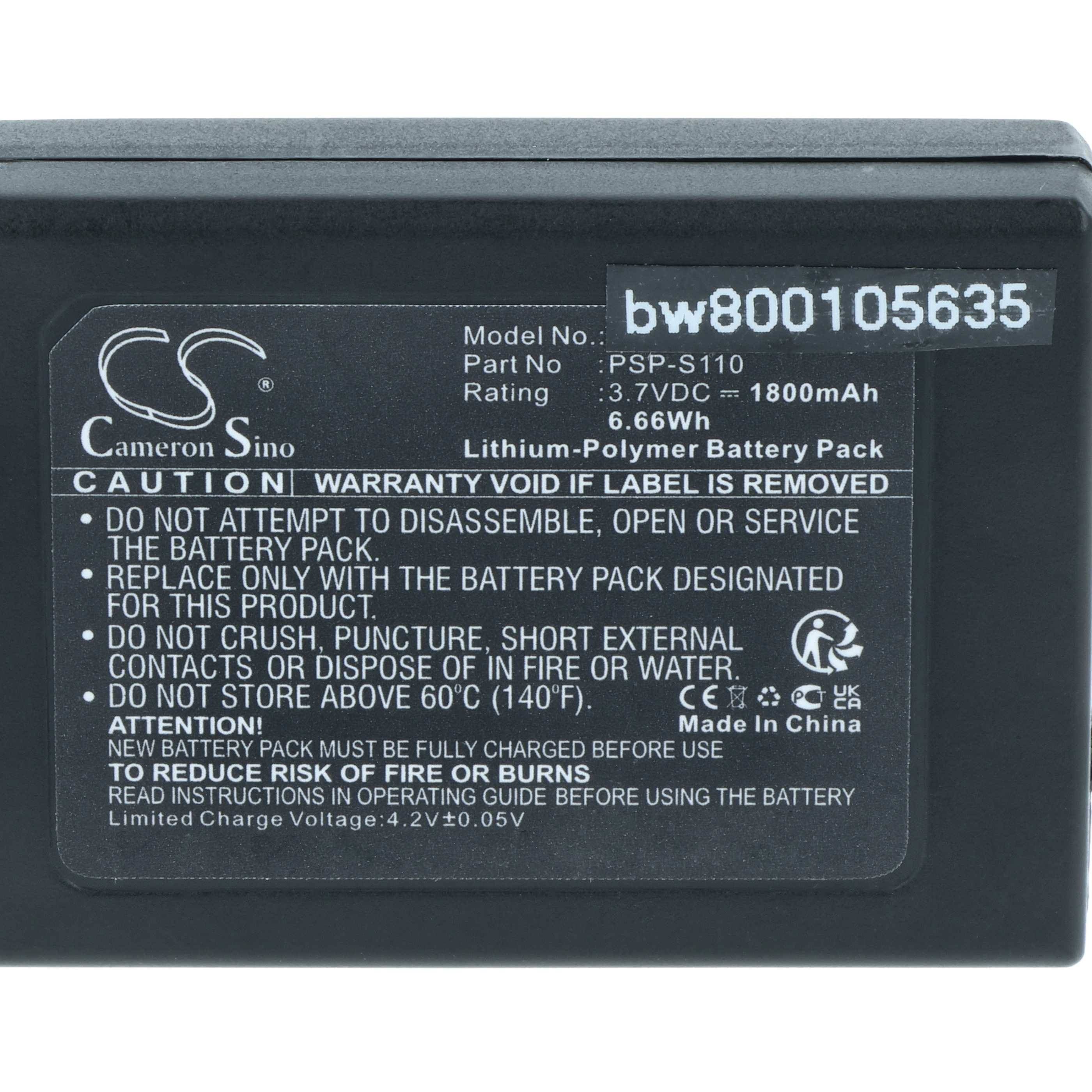 vhbw Akku kompatibel mit Sony Playstation Portable Slim & Lite PSP-2000 | PSP-2001, 2. Gener Spielekonsole (1800 mAh, 3-3