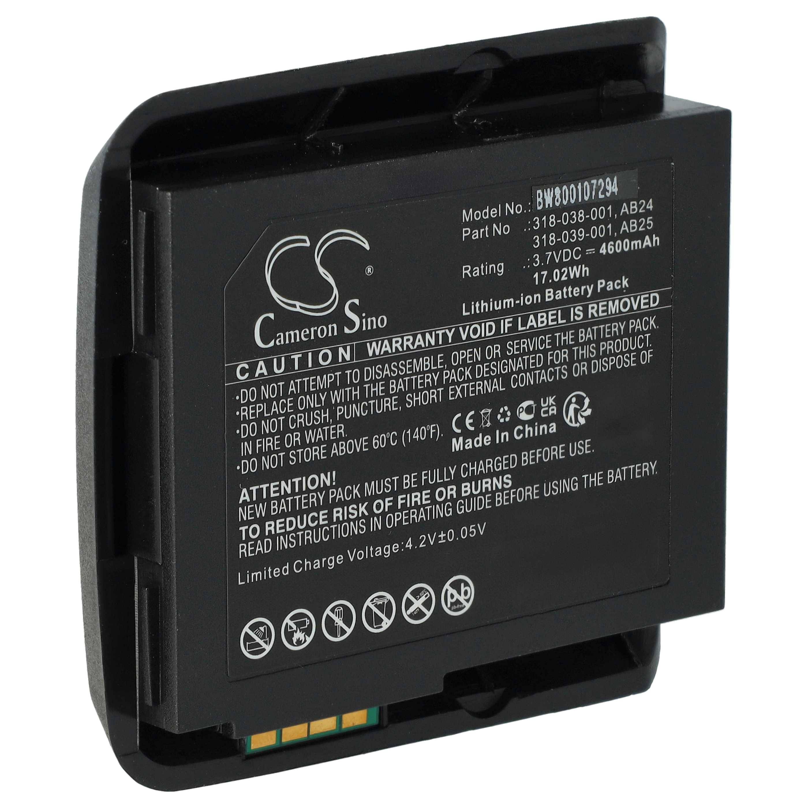 vhbw Akku Ersatz für Intermec 1015AB02 | 318-038-001, 318-039-001 für Barcodescanner POS (4600mAh, 3,7V, Li-Ion)-0