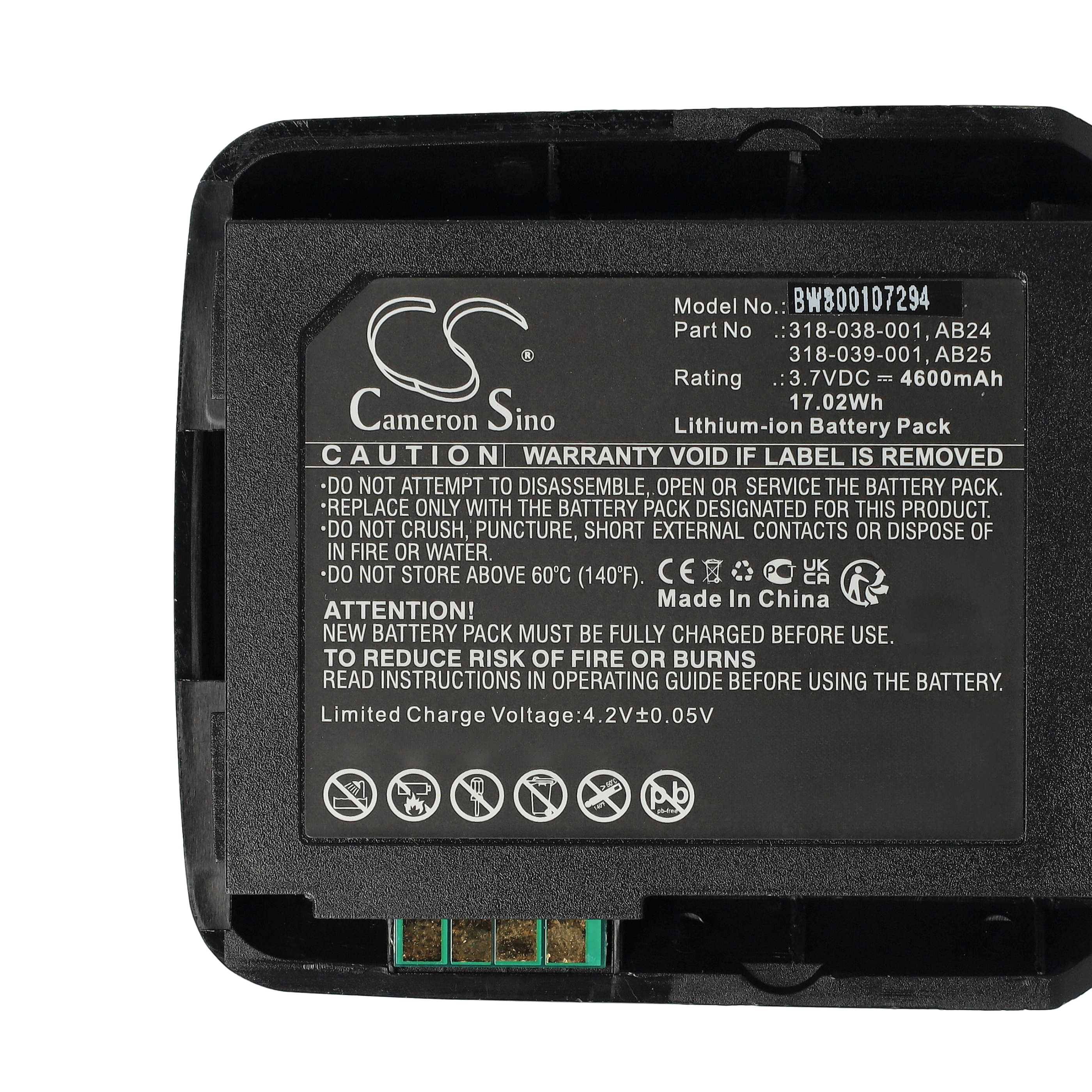 vhbw Akku Ersatz für Intermec 1015AB02 | 318-038-001, 318-039-001 für Barcodescanner POS (4600mAh, 3,7V, Li-Ion)-1
