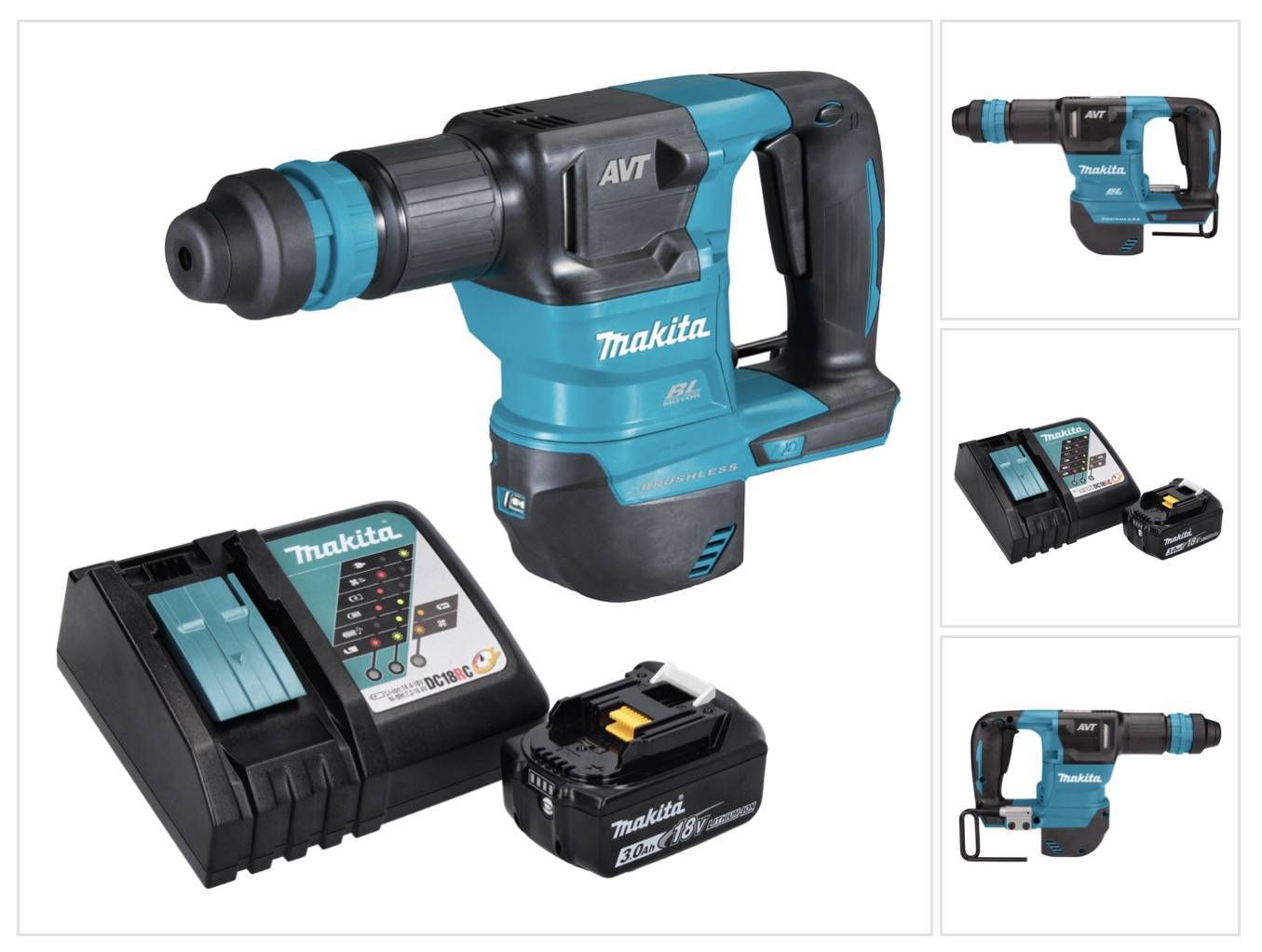Makita DHK 180 RF1 Akku Meißelhammer 18 V 3,1 J SDS Plus Brushless + 1x Akku 3,0 Ah + Ladegerät-0