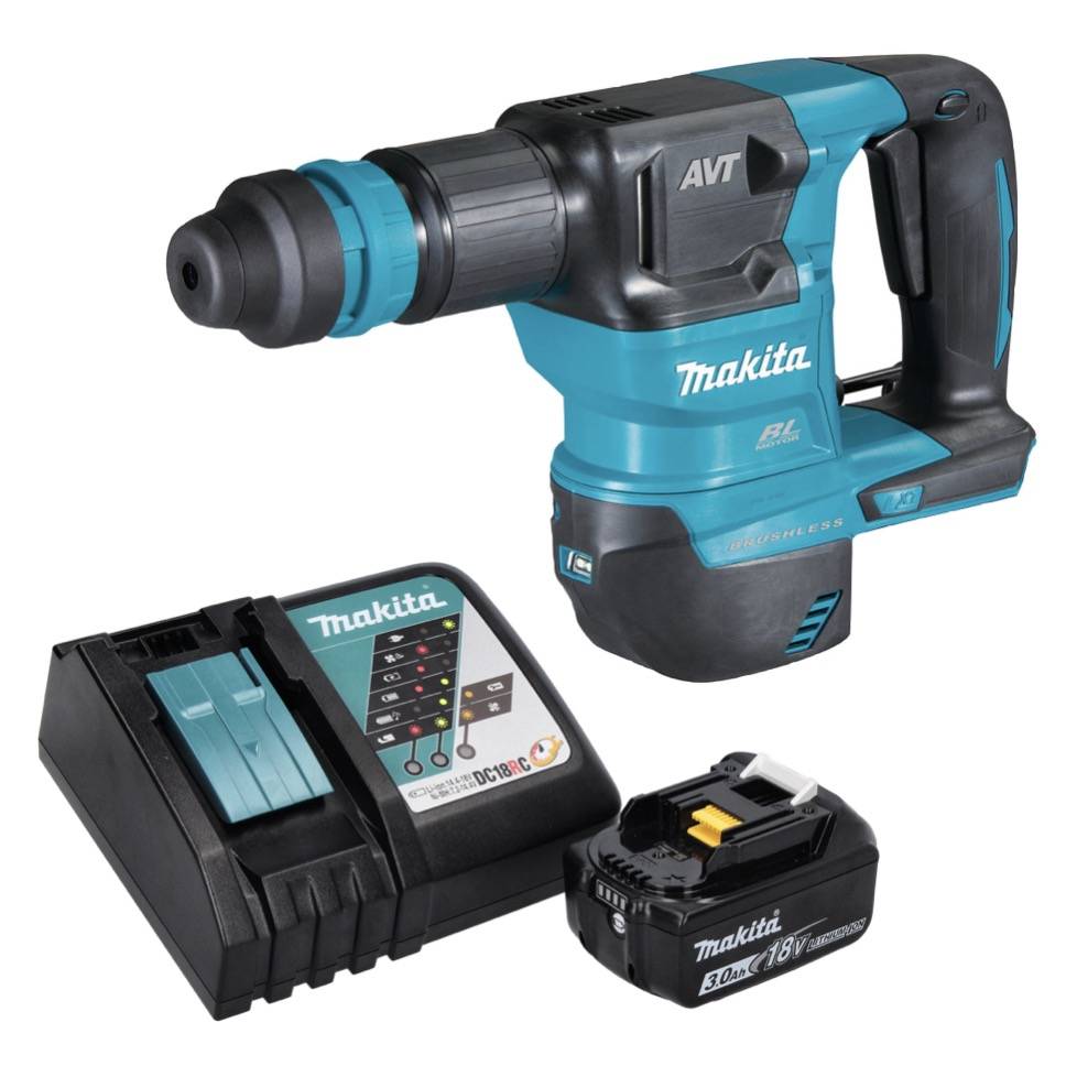 Makita DHK 180 RF1 Akku Meißelhammer 18 V 3,1 J SDS Plus Brushless + 1x Akku 3,0 Ah + Ladegerät-1