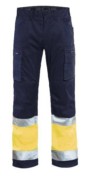 BLAKLÄDER Warnschutzbundhose 1551 marine/gelb Gr.C58 Arbeitshose-0