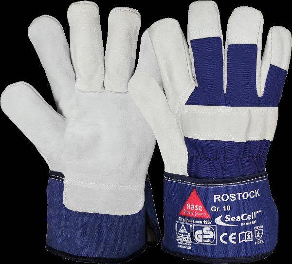 Rostock SeaCell® Gr. 11 Schutzhandschuh Rindkernspaltleder, gef. CE EN 420, EN-0