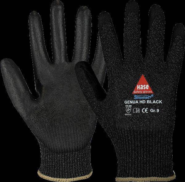 631508507-10,HASE GENUA HD Black, 5-Fg.-Sicherheitshandschuhe, schnittfest Größe 10