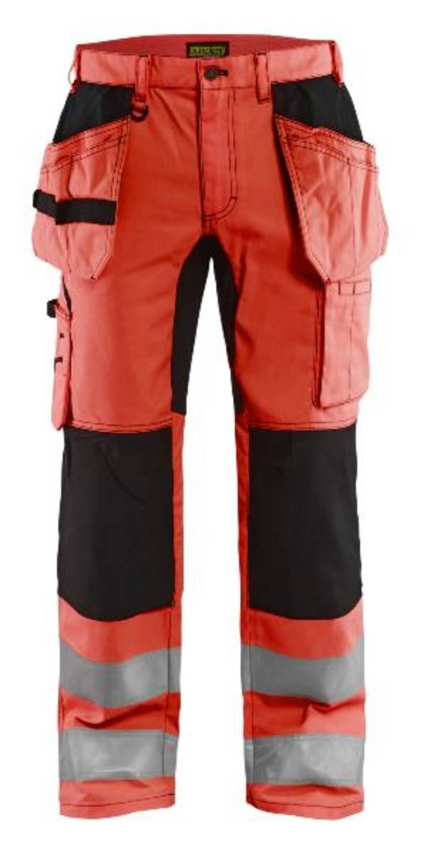 BLAKLÄDER Warnschutzbundhose 1552 HighVis rot/schwarz Gr.D108 Arbeitshose