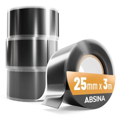 ABSINA selbstverschweißendes Isolierband 25 mm x 3 m schwarz - Silikonband, Dichtungsband, Reparaturband - 4er Pack
