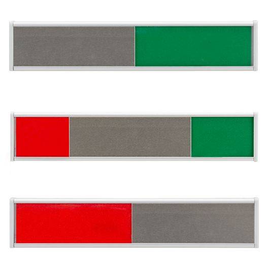 Infoschild mit Schiebeanzeige, ROT/GRÜN aus Aluminium, silber eloxiert, 150 x 31 mm-0