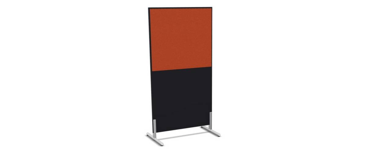 Trennwand,HxB 1545x800mm,Steoffbezug beidseitig,Wand Holz/Stoff,Gestell alusilber,Füße,CC-schwarz,BN3012-orange-5