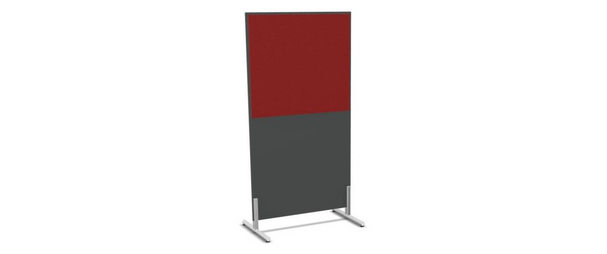 Trennwand,HxB 1545x800mm,Steoffbezug beidseitig,Wand Holz/Stoff,Gestell alusilber,Füße,MS-dunkelgrau,BN4011-rot-5
