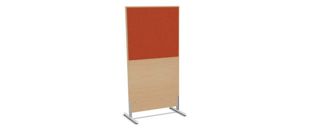 Trennwand,HxB 1545x800mm,Steoffbezug beidseitig,Wand Holz/Stoff,Gestell alusilber,Füße,NH-Ahorn,BN3012-orange-2