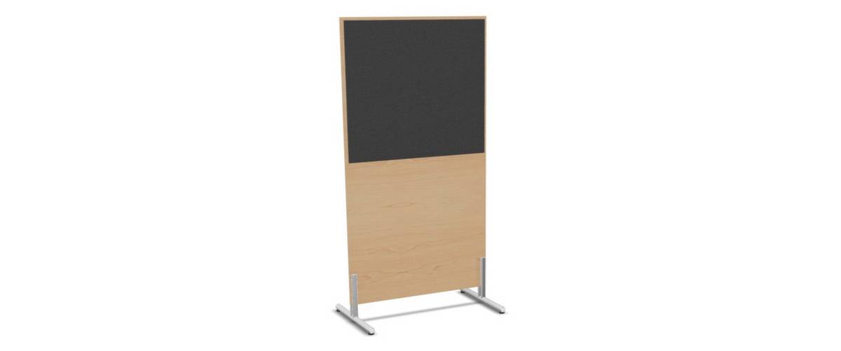 Trennwand,HxB 1545x800mm,Steoffbezug beidseitig,Wand Holz/Stoff,Gestell alusilber,Füße,NH-Ahorn,BN8010-anthrazit-0