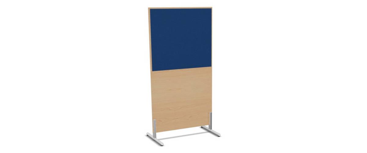 Trennwand,HxB 1545x800mm,Steoffbezug beidseitig,Wand Holz/Stoff,Gestell alusilber,Füße,NH-Ahorn,BN6016-blau-0