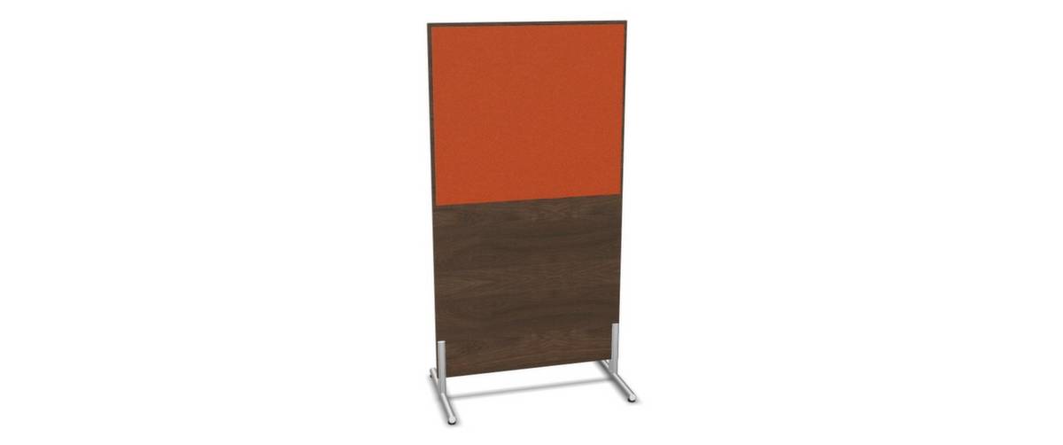Trennwand,HxB 1545x800mm,Steoffbezug beidseitig,Wand Holz/Stoff,Gestell alusilber,Füße,NV Braun Hickory,BN3012-orange-4