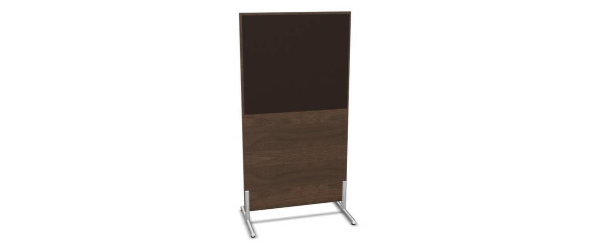 Trennwand,HxB 1545x800mm,Steoffbezug beidseitig,Wand Holz/Stoff,Gestell alusilber,Füße,NV Braun Hickory,BN2036-braun-0