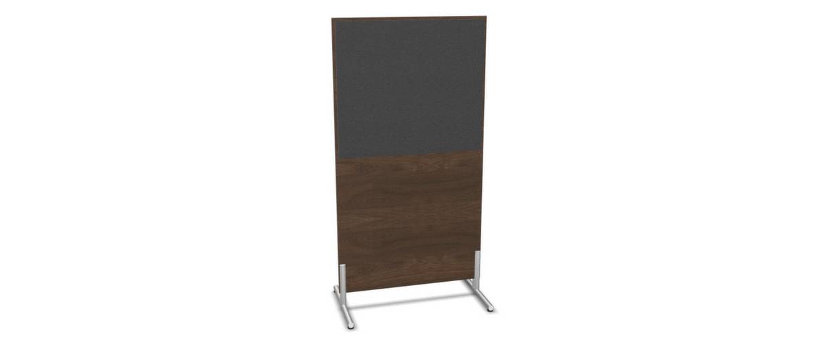Trennwand,HxB 1545x800mm,Steoffbezug beidseitig,Wand Holz/Stoff,Gestell alusilber,Füße,NV Braun Hickory,BN8010-anthrazit-0