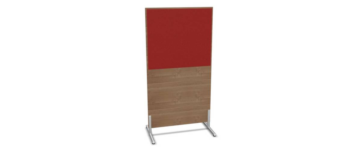 Trennwand,HxB 1545x800mm,Steoffbezug beidseitig,Wand Holz/Stoff,Gestell alusilber,Füße,NT-Cherry,BN4011-rot-0