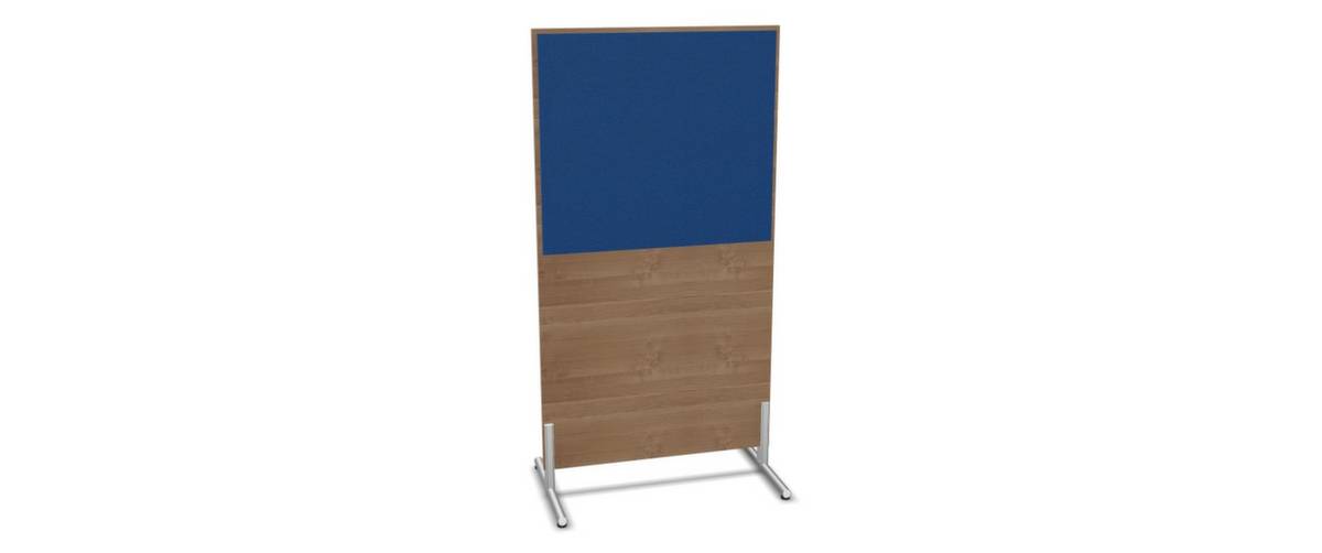 Trennwand,HxB 1545x800mm,Steoffbezug beidseitig,Wand Holz/Stoff,Gestell alusilber,Füße,NT-Cherry,BN6016-blau-3
