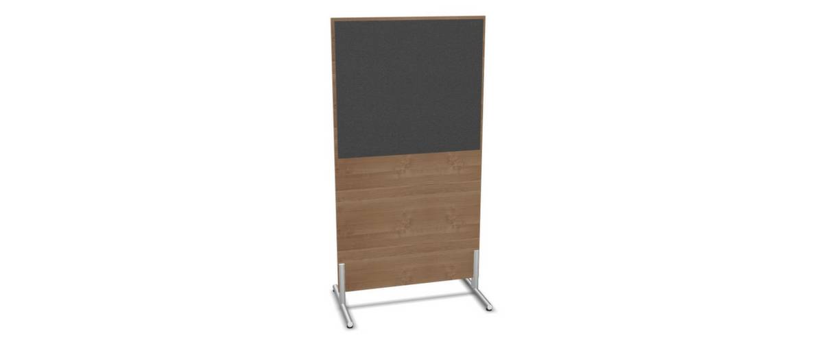 Trennwand,HxB 1545x800mm,Steoffbezug beidseitig,Wand Holz/Stoff,Gestell alusilber,Füße,NT-Cherry,BN8010-anthrazit-3
