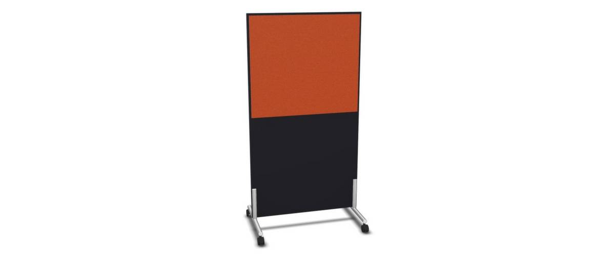 Trennwand,HxB 1545x800mm,Steoffbezug beidseitig,Wand Holz/Stoff,Gestell alusilber,Rollen,CC-schwarz,BN3012-orange-0