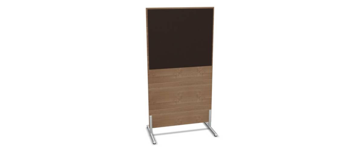 Trennwand,HxB 1545x800mm,Stoffbezug einseitig,Wand Holz/Stoff,Gestell alusilber,Füße,NT-Cherry,BN2036-braun-5
