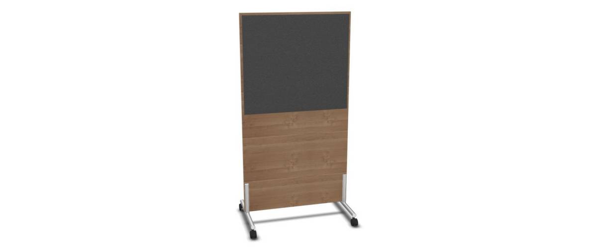 Trennwand,HxB 1545x800mm,Steoffbezug beidseitig,Wand Holz/Stoff,Gestell alusilber,Rollen,NT-Cherry,BN8010-anthrazit-4